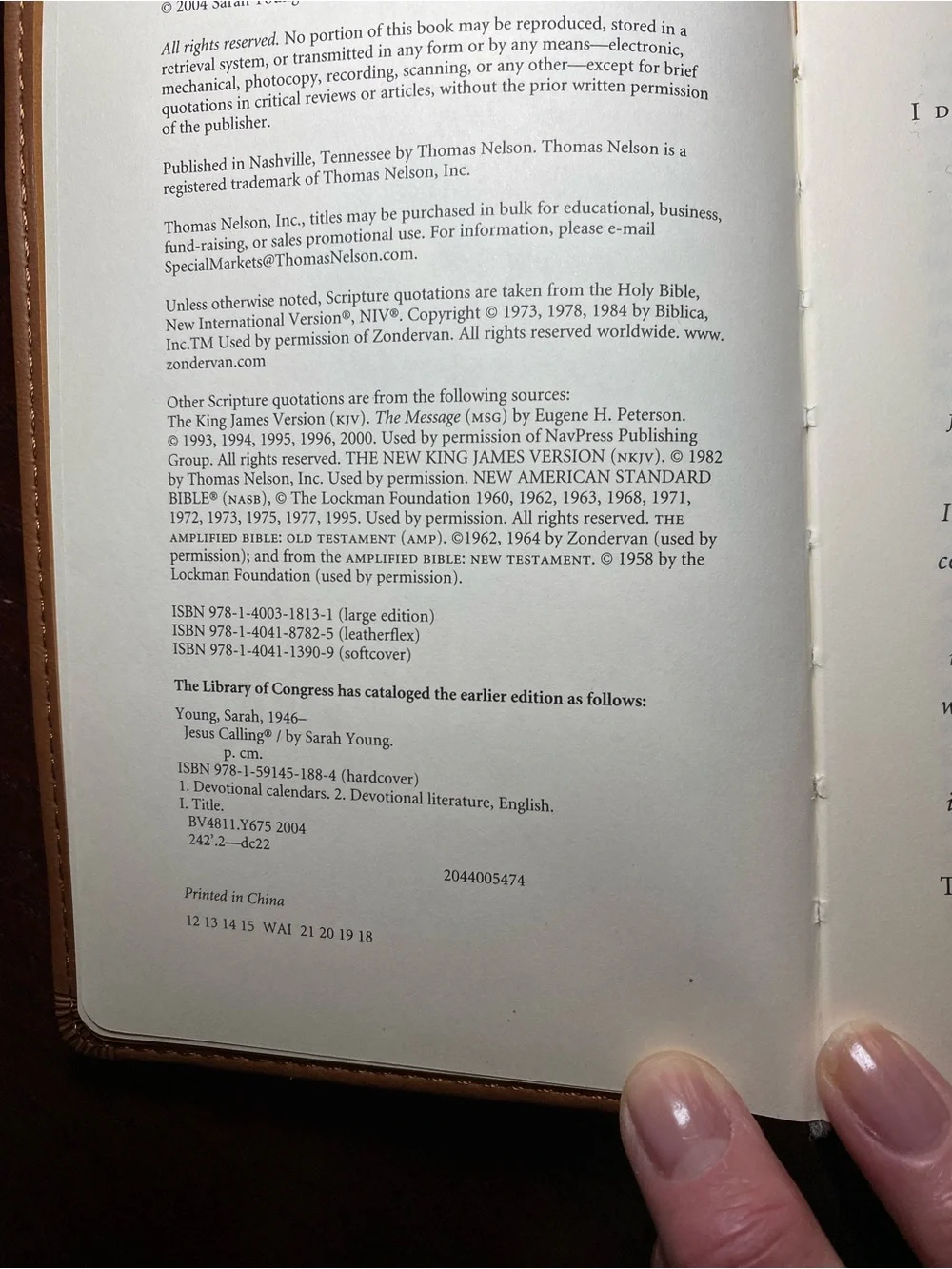 Jesus Calling 365 Day Devotional by Sarah Young Published by Thomas Nelson-
